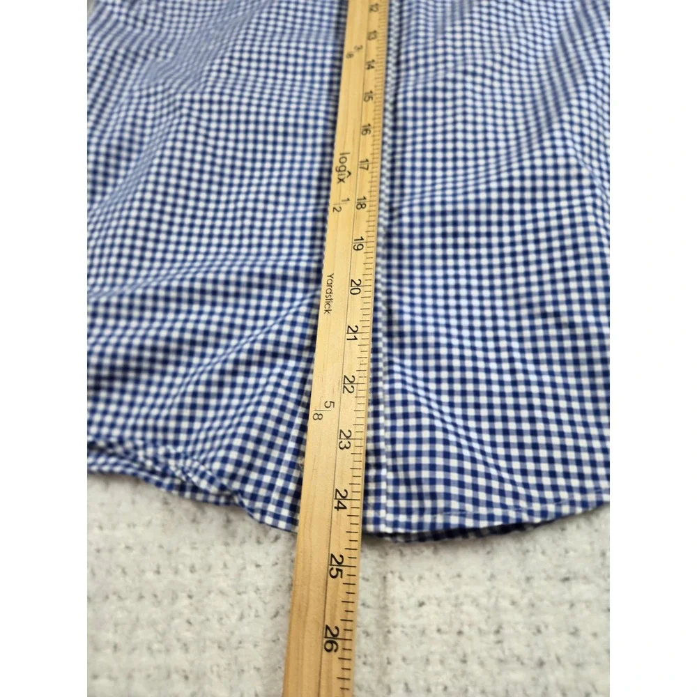 Ralph‎ Lauren Boys Blue White Gingham Button Down Shirt Natural Stretch L 14-16